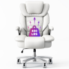 iooHug Big and Tall Office Chair 400lbs, Ergonomic Desk Chair with Lumbar Support, Flip-Up Arms, Faux Leather High Back Computer Chair for Home Office, White