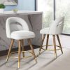 iooHug 360 Swivel Bar Stools Set of 2, 24 Inch Counter Height Bar Chairs with Backs, Velvet Upholstered Kitchen Island Stools, Solid Wood Legs, 300 LBS, White