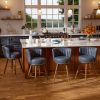 "iooHug 24"" Swivel Bar Stools Set of 4, PU Leather Counter Height Bar Stools with Wood Legs and Footrest, Upholstered Bar Chairs for Kitchen Island, Dining Room, Blue