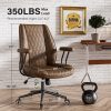 iooHug Vintage PU Leather Office Chair, Ergonomic Desk Chair with Lumbar Support, Adjustable Height, Swivel Rolling Computer Chair for Home Office,brown