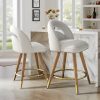 iooHug 360 Swivel Bar Stools Set of 4, 24 Inch Counter Height Bar Chairs with Backs, Velvet Upholstered Kitchen Island Stools, Solid Wood Legs, 300 LBS, White