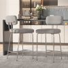 iooHug 26" Fabric Bar Stools with Backs, Set of 2 Counter Height Bar Stools, Wide Seat Kitchen Island Chairs with Metal Legs for Kitchen Island/Dining Room/Bar, Grey