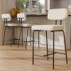 iooHug 26" Fabric Bar Stools with Backs, Set of 3 Counter Height Bar Stools, Wide Seat Kitchen Island Chairs with Metal Legs for Kitchen Island/Dining Room/Bar, White