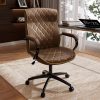 iooHug Ergonomic PU Leather Office Chair, Executive Desk Chair with Diamond Quilted, Swivel Computer Chair with Lumbar Support & Rocking Function for Home Office, Brown