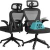iooHug Ergonomic Mesh Office Chair with Adjustable Lumbar Support, Computer Desk Chair with Headrest, Flip-Up Arms, Black