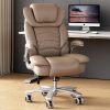 iooHug Big and Tall Office Chair 400lbs, Ergonomic Desk Chair with Lumbar Support, Flip-Up Arms, Faux Leather High Back Computer Chair for Home Office, Brown