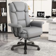 iooHug Big and Tall Office Chair with Footrest, Ergonomic Desk Chair 400 LBS, High Back Reclining Office Chair, Executive Computer Chair for Home Office, Gray