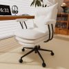"iooHug Ergonomic White Office Chair, PU Leather Desk Chair with Thick Cushioned Seat, Mid Back Swivel Office Chair for Home Office & Study, Adjustable Height, 300 LBS"