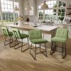 iooHug 26" Velvet Counter Height Bar Stools Set of 4, Modern Upholstered Bar Chairs with Metal Legs and Footrest for Kitchen Island, Dining Room, Home Bar, Green