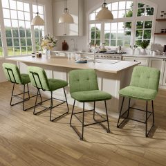 iooHug 26" Velvet Counter Height Bar Stools Set of 4, Modern Upholstered Bar Chairs with Metal Legs and Footrest for Kitchen Island, Dining Room, Home Bar, Green