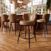 "iooHug PU Leather Counter Height Bar Stools Set of 4, 26"" Swivel Bar Chairs with Backrest, Metal Frame & Soft Cushion for Kitchen Island, Brown