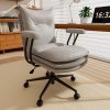 "iooHug Ergonomic Grey Office Chair, PU Leather Desk Chair with Thick Cushioned Seat, Mid Back Swivel Office Chair for Home Office & Study, Adjustable Height, 300 LBS"