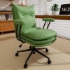 "iooHug Ergonomic Green Office Chair, PU Leather Desk Chair with Thick Cushioned Seat, Mid Back Swivel Office Chair for Home Office & Study, Adjustable Height, 300 LBS"