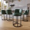 iooHug 26 Inch Swivel Counter Height Bar Stools with Back, Set of 4 PU Leather Bar Chairs with Footrest, Kitchen Counter Stools with Metal Frame, Green
