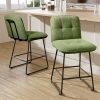 iooHug 26" Velvet Counter Height Bar Stools Set of 2, Modern Upholstered Bar Chairs with Metal Legs and Footrest for Kitchen Island, Dining Room, Home Bar, Green
