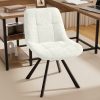 iooHug Set of 2 Modern Velvet Swivel Accent Chair with 180° Auto Return, Vanity Chair with Back Support, Armless Desk Chair No Wheels, Upholstered Living Room Chair with Metal Legs, 300 lbs, White