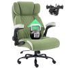 iooHug Big and Tall Office Chair 500lbs, Ergonomic Executive Fabric Desk Chair with Adjustable Lumbar Support, Heavy Duty Computer Chair with Flip-up Arms & Rubber Wheels, Green