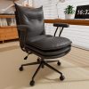 "iooHug Ergonomic Black Office Chair, PU Leather Desk Chair with Thick Cushioned Seat, Mid Back Swivel Office Chair for Home Office & Study, Adjustable Height, 300 LBS"