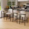iooHug 26 Inch Counter Height Bar Stool Set of 4, Upholstered Bar Stool with PU Leather and Fabric Back, Metal Frame Kitchen Island Stool, 350 lbs, White