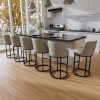 iooHug 26 Inch Swivel Counter Height Bar Stools with Back, Set of 6 PU Leather Bar Chairs with Footrest, Kotchen Counter Stools with Metal Frame, Grey
