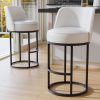 iooHug 26 Inch Swivel Counter Height Bar Stools with Back, Set of 2 PU Leather Bar Chairs with Footrest, Kitchen Counter Stools with Metal Frame, White