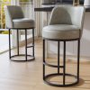 iooHug 26 Inch Swivel Counter Height Bar Stools with Back, Set of 2 PU Leather Bar Chairs with Footrest, Kotchen Counter Stools with Metal Frame, Grey