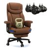 iooHug Big and Tall PU Leather Office Chair with Footrest, High Back Executive Computer Desk Chair, 165° Reclining Boss Chair with Silicone Wheels, Heavy Duty 400 lbs, Brown