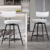 iooHug 24" Swivel Counter Height Bar Stools, Set of 2 PU Leather Bar Stool with Metal Legs and Footrest for for Kitchen Island or Home Bar, White