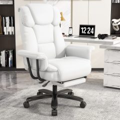 iooHug Big and Tall Office Chair with Footrest, Ergonomic Desk Chair 400 LBS, High Back Reclining Office Chair, Executive Computer Chair for Home Office, White