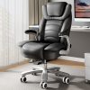iooHug Big and Tall Office Chair 400lbs, Ergonomic Desk Chair with Lumbar Support, Flip-Up Arms, Faux Leather High Back Computer Chair for Home Office, Black