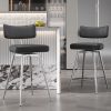 iooHug 24" Swivel Counter Height Bar Stools, Set of 2 PU Leather Bar Stool with Metal Legs and Footrest for for Kitchen Island or Home Bar, Black