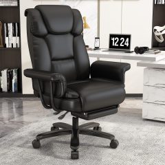 iooHug Big and Tall Office Chair with Footrest, Ergonomic Desk Chair 400 LBS, High Back Reclining Office Chair, Executive Computer Chair for Home Office, Black